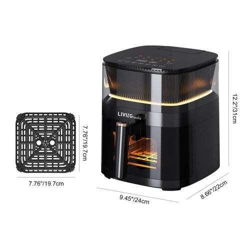 5L Air Fryer with View Window , 10-in-1 Electric Oil Free Airfryer Oven with Digital Touchscreen, Steam Air Technology and 10 Cooking Preset, 1500W