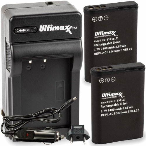 Batterie de remplacement et chargeur de voyage d'ULTIMAXX pour Nikon en-EL23