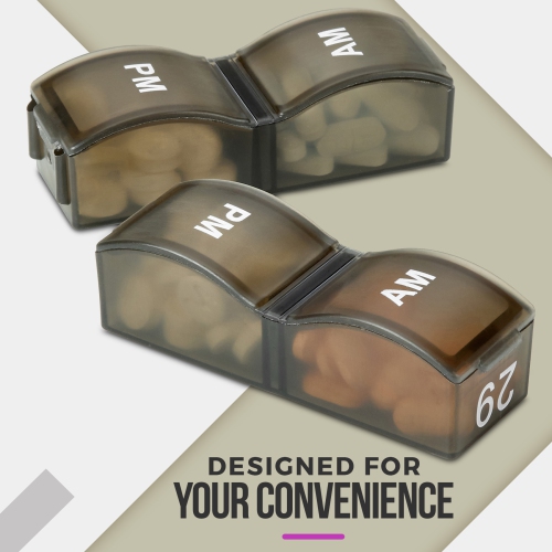 Monthly Pill Organizer - Am/Pm Daily Pill Organizer 32 Compartments for Each Day, Pill Dispenser and Dispenser Caddy That Helps You Organize Your