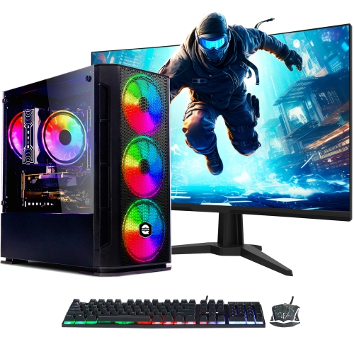 AQVIN  Gaming PC Aq10 Desktop Computer Tower - New 27 Inch Curved Gaming Monitor| Core I7 Cpu Up to 4.00 Ghz| 32GB Ram| 2Tb SSD| Geforce Gtx 1050Ti