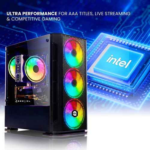 AQVIN AQ10 Gaming Desktop Computer PC Tower - Black| Intel Core i7 CPU, 32GB DDR4 RAM, 1TB SSD, GeForce GTX 1050Ti GPU, Windows 10 Pro, New 27 inch