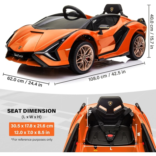 Voltz Toys – jouet porteur 12 V pour enfants, Lamborghini SIAN officiel sous licence, voiture électrique alimentée par piles avec télécommande,