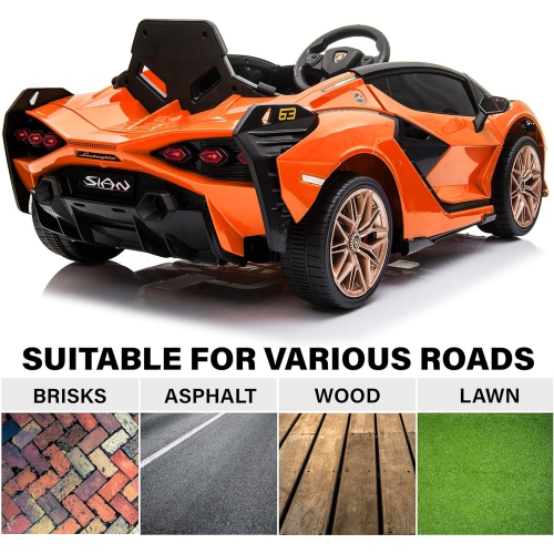 Voltz Toys – jouet porteur 12 V pour enfants, Lamborghini SIAN officiel sous licence, voiture électrique alimentée par piles avec télécommande,
