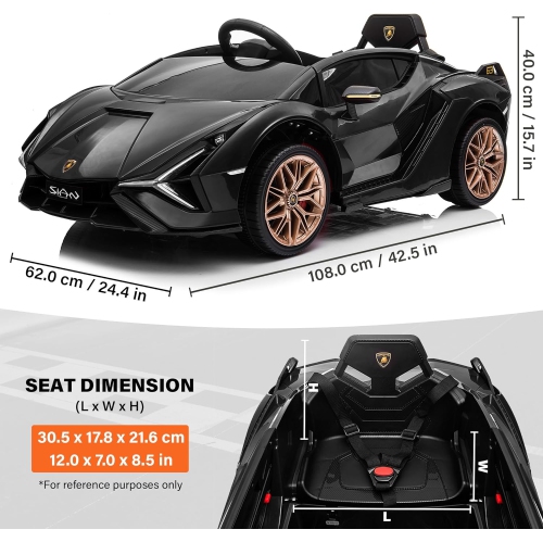 Voltz Toys 12V Ride On Car for Kids, Official Licensed Lamborghini SIAN, Battery Powered Electric Car with Remote Control, LED Lights and MP3 Player