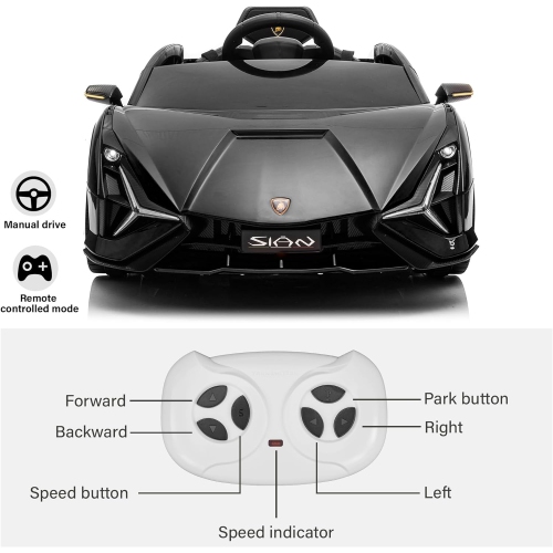 Voltz Toys 12V Ride On Car for Kids, Official Licensed Lamborghini SIAN, Battery Powered Electric Car with Remote Control, LED Lights and MP3 Player