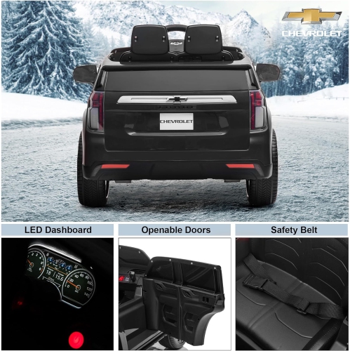 Voltz Toys Ride on Car, 12V Licensed Chevrolet Tahoe Kids Ride on Car with Remote Control, LED Lights, Horn and Music, Battery Powered Electric