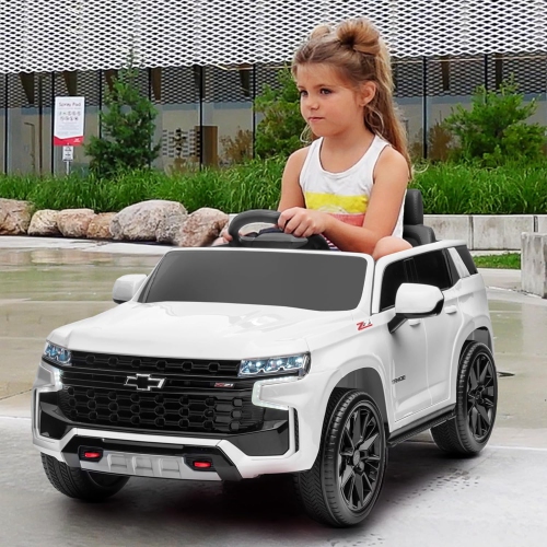 Voltz Toys Ride on Car, 12V Licensed Chevrolet Tahoe Kids Ride on Car with Remote Control, LED Lights, Horn and Music, Battery Powered Electric