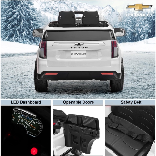 Voltz Toys Ride on Car, 12V Licensed Chevrolet Tahoe Kids Ride on Car with Remote Control, LED Lights, Horn and Music, Battery Powered Electric