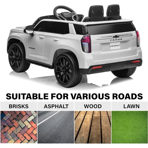 Voltz Toys Ride on Car, 12V Licensed Chevrolet Tahoe Kids Ride on Car with Remote Control, LED Lights, Horn and Music, Battery Powered Electric