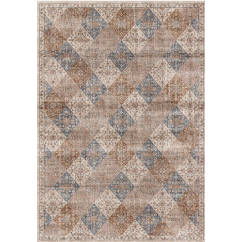 Image 1 of 7.. Rug Branch Vintage Traditional Distressed Brown Cream Indoor Soft Area Rug