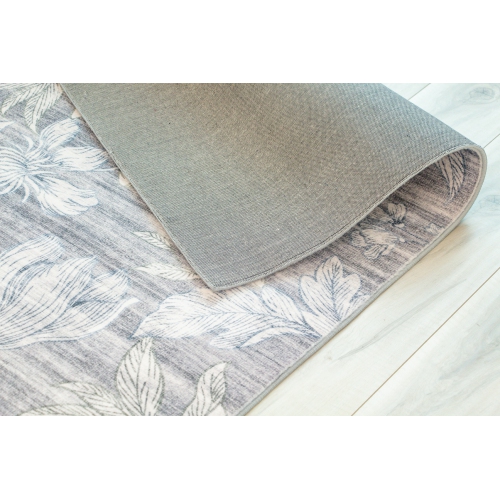 Tapis d'intérieur doux moderne à motif floral beige Rug Branch, gris