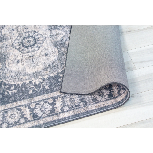 Rug Branch Vintage Traditional Distressed Black Grey Indoor Soft Area Rug