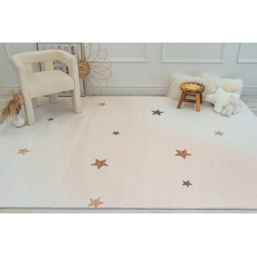 Rug Branch Kids Stars Soft Playmat Cream Indoor Soft Area Rug