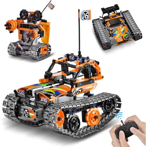 HLD 3-In-1 Stem Remote Control Building Kits Toys for Kids-392 Pieces Educational Blocks Kit, Rc Racer Tracked Car/robot/tank Gift Set for Boys And