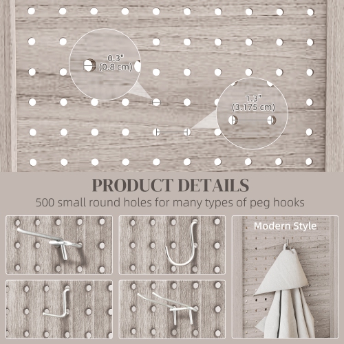 HOMCOM 5.6 Ft. Tall 4-Panel Room Divider, Pegboard Panel Freestanding Folding Privacy Screen Panels, Partition Wall Divider for Indoor Bedroom