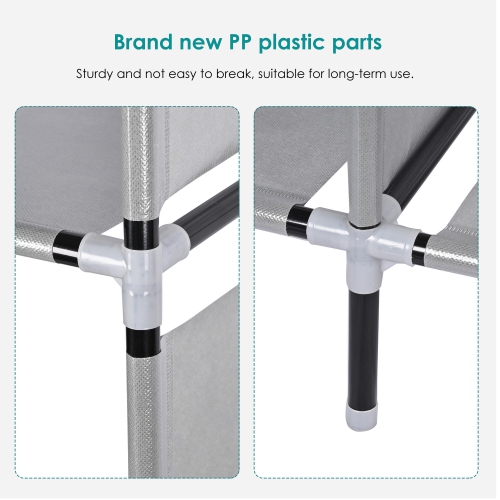 Garde-robe portatif avec 2 tringles, garde-robe en tissu non tissé et range-placard avec tablette de rangement et pochette latérale