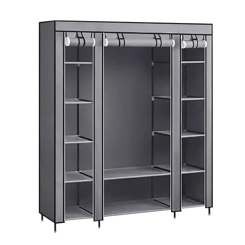 Range-vêtements portatifs pour chambre à coucher et garde-robe, range-vêtements en tissu non tissé avec grande tringle, 12 tablettes de rangement et