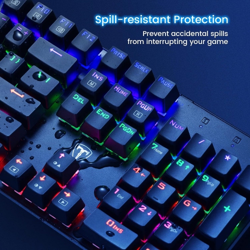 NIERBO RGB 104 Keys Ultra-Slim Rainbow LED Backlit USB Wired Keyboard with Blue Switches, Durable ABS Keycaps/Anti-Ghosting/Spill-Resistant for PC