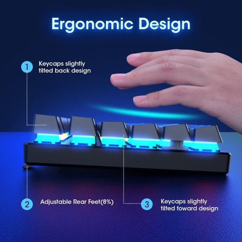 NIERBO RGB 104 Keys Ultra-Slim Rainbow LED Backlit USB Wired Keyboard with Blue Switches, Durable ABS Keycaps/Anti-Ghosting/Spill-Resistant for PC