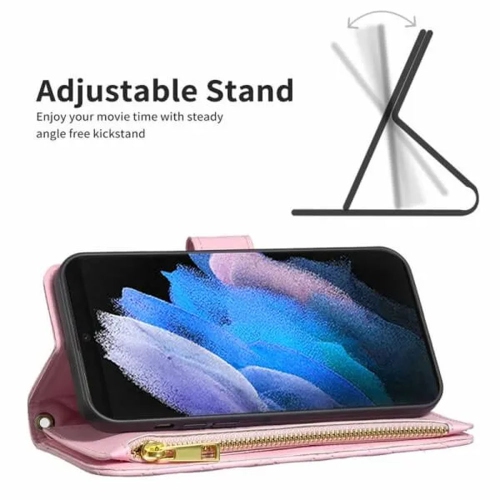 Samsung Smart View Diamond Quilted Leather Protective Case Cover For Galaxy S22 Ultra Rose Gold With Free Tempered Glass