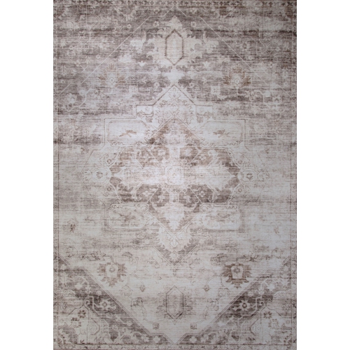 Image 1 of 7.. Rug Branch Vintage Traditional Distressed Brown Cream Indoor Soft Area Rug
