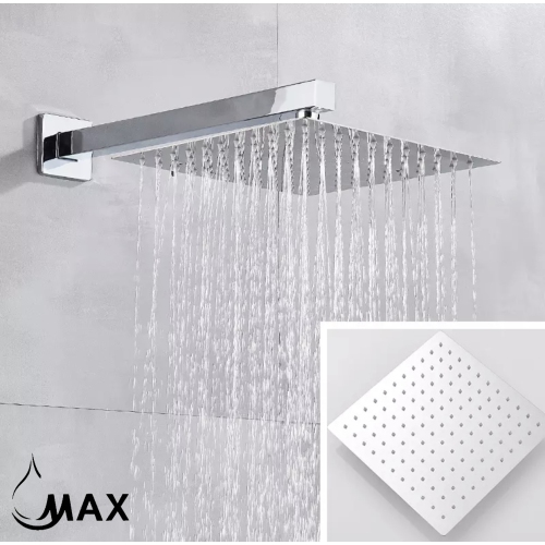 MAX Faucets système de douche à cuve carrée trois fonctions avec fini chromé valve