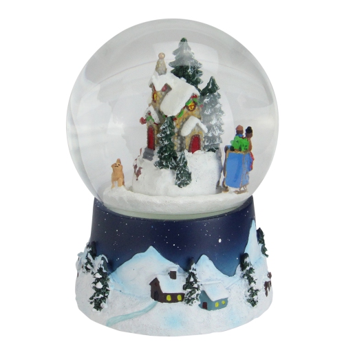 6.5" Musical and Animated Christmas Villiage Winter Scene Rotating Water Globe Dome