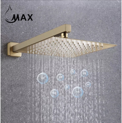 MAX Faucets Square Tub Shower System Three Functions With Valve Brushed Gold
