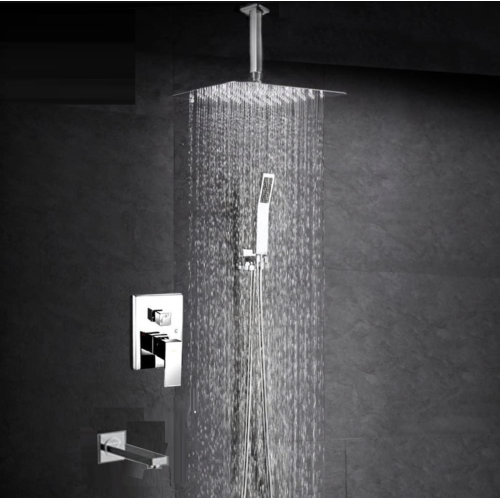 MAX Faucets Ceiling Tub Shower System Three Functions With Valve Chrome Finish