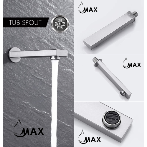 MAX Faucets Ceiling Tub Shower System Three Functions With Valve Brushed Nickel Finish