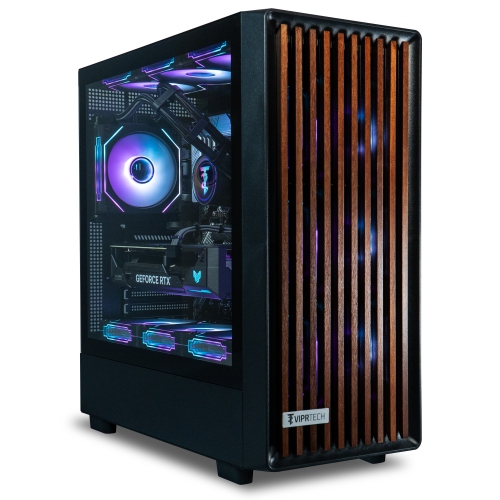 ViprTech Overlord Liquid-Cooled Wood PC - AMD Ryzen 7 5700X, RTX 5060 Ti 8GB, 16GB DDR4 3200, 1TB NVMe SSD, Gold PSU, VR-Ready, BT, Win 11 Gaming