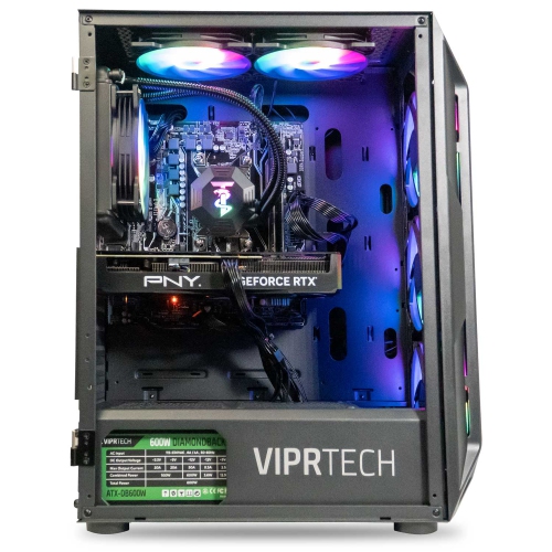 ViprTech Ghost 3.0 Liquid-Cooled PC - AMD Ryzen 5 5600X, RTX 5060 8GB, 16GB DDR4 3200, 1TB NVMe SSD, VR-Ready, Streaming, RGB, Win 11 Gaming Desktop