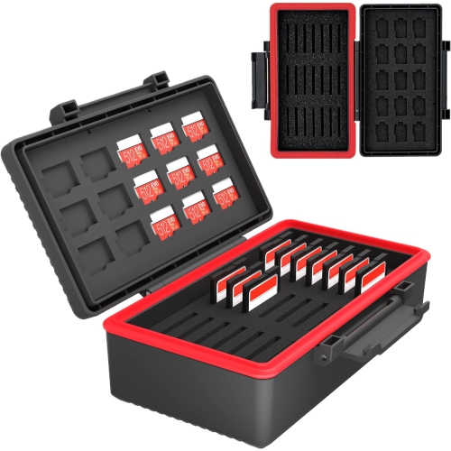 HLD 36 Slots Sd Msd Memory Card Case Holder Water-Resistant Anti-Shock Storage Organizer for 21 Sd Sdhc Sdxc Memory Cards Or Switch Game Cards & 15 Microsd Tf Msd Cards