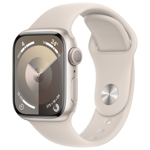 Boîte ouverte - Apple Watch Series 9 avec boîtier en aluminium comète et bracelet sport comète de 41&nbsp;mm - moyen/Grand