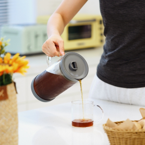 Cafetière et théière à infusion à froid, pichet en verre borosilicaté 57&nbsp;oz grande capacité avec filtre à mailles amovible en acier inoxydable