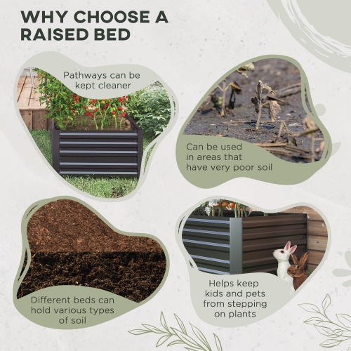 Outsunny Raised Garden Bed, 6' x 3' x 2' Galvanized Steel Planters for Outdoor Plants with Multi-reinforced Rods for Vegetables, Flowers and Herbs,