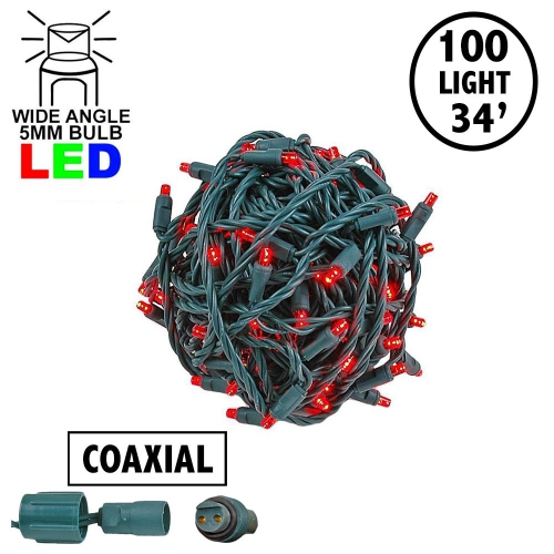 Mini lumières de Noël coaxiales 50 pi 100 LED sur fil vert, espacement de 6 po, guirlande de lumières de Noël intérieure/extérieure de