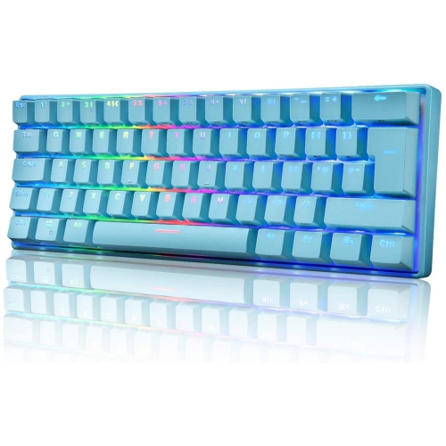 60% Mechanical Gaming Keyboard Mini Portable with Rainbow RGB Backlit Full Anti-Ghosting 61 Key Ergonomic Metal Plate Wired Waterproof for Typist