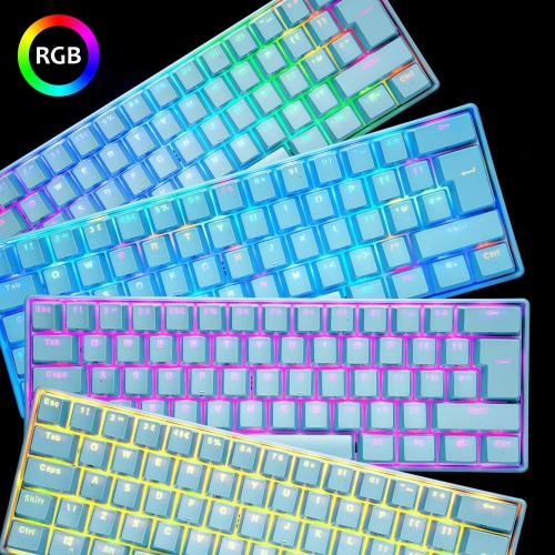 60% Mechanical Gaming Keyboard Mini Portable with Rainbow RGB Backlit Full Anti-Ghosting 61 Key Ergonomic Metal Plate Wired Waterproof for Typist