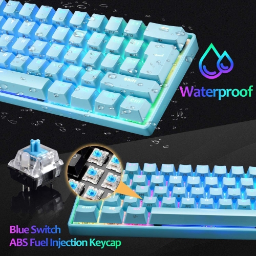 60% Mechanical Gaming Keyboard Mini Portable with Rainbow RGB Backlit Full Anti-Ghosting 61 Key Ergonomic Metal Plate Wired Waterproof for Typist