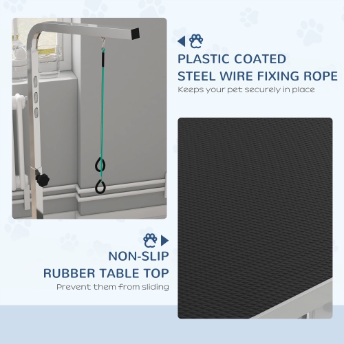 PawHut 36" Dog Grooming Table with Adjustable Grooming Arm, Pet Grooming Table for Dogs with Storage Shelf, Foldable Design, Dark Black