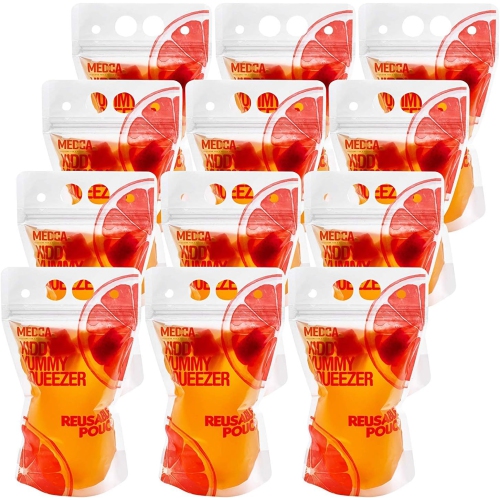 Reusable Drink Pouches - 30 Clear Drink Bags with 30 Straws - Double Zipper Reusable Smoothie Pouches Juice, Clear Zipper Pouch Storage Bags,