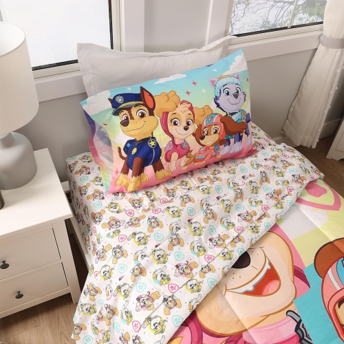 Paw Patrol Skye Kids Bedding Sheet Set with Reversible Comforter Twin Bed in Bag 4 Pcs Set for Kids