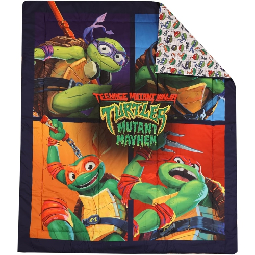 Teenage Mutant Ninja Turtles Kids Bedding Sheet Set with Reversible Comforter Twin Bed in Bag 4 Pcs Set for Kids