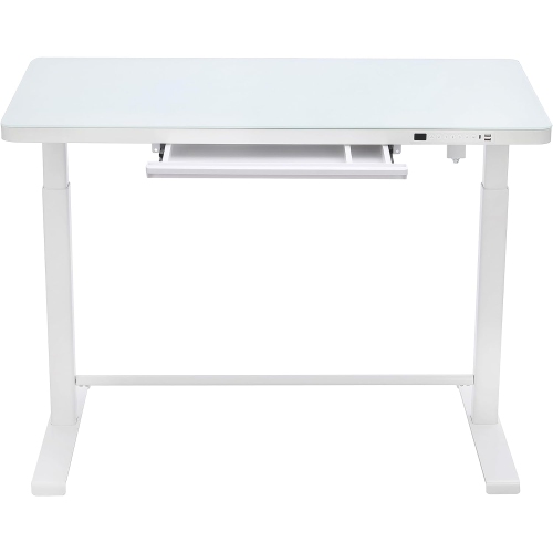 Uncaged Ergonomics Rise Up Electric Height Adjustable Sit/Stand Desk (White Glass Top/White Frame)