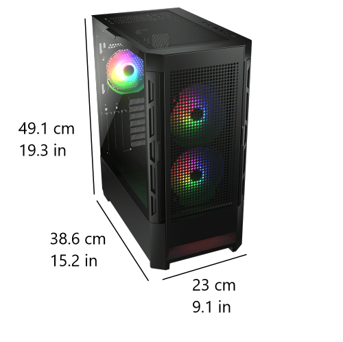 Cougar AIRFACE RGB Mid Tower ATX Computer Case, Tempered Glass Side Panel, 3 x 120mm ARGB Fans Pre-Installed, Black