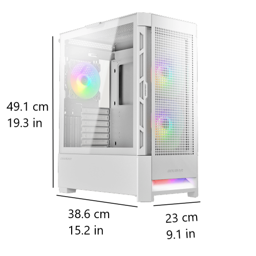 Cougar AIRFACE RGB Mid Tower ATX Computer Case, Tempered Glass Side Panel, 3 x 120mm ARGB Fans Pre-Installed, White
