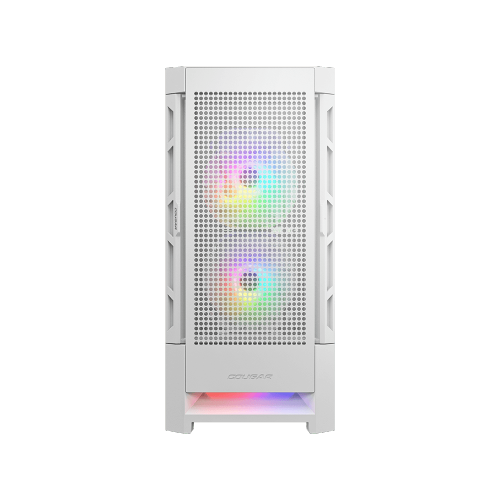 Cougar AIRFACE RGB Mid Tower ATX Computer Case, Tempered Glass Side Panel, 3 x 120mm ARGB Fans Pre-Installed, White
