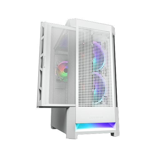 Cougar AIRFACE RGB Mid Tower ATX Computer Case, Tempered Glass Side Panel, 3 x 120mm ARGB Fans Pre-Installed, White