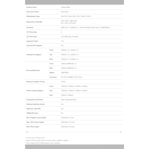 Cougar AIRFACE RGB Mid Tower ATX Computer Case, Tempered Glass Side Panel, 3 x 120mm ARGB Fans Pre-Installed, White